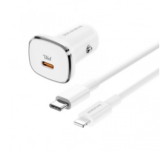 Адаптер Автомобильный Borofone BZ12B + кабельType-C to Apple Lightning (white)#416906