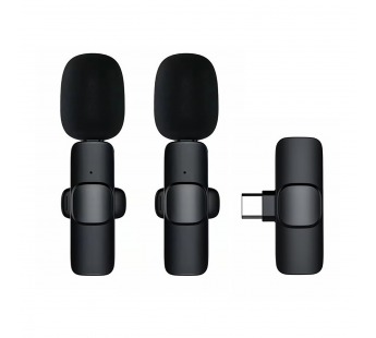 Микрофон - K9 двойной с прищепкой для телефона, Type-C (black) (209933)#1771483