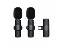 Микрофон - K9 двойной с прищепкой для телефона, Type-C (black) (209933)