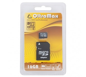 Карта памяти MicroSD 16 GB OltraMax Class 10 + SD адаптер#133148