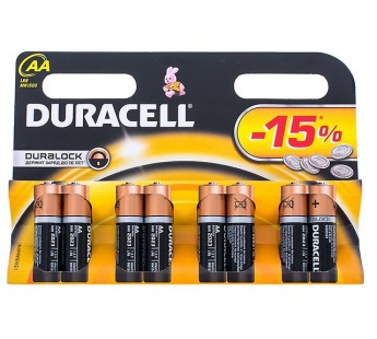 Элемент питания DURACELL LR6 (LR06) BL8 BASIC (8/96/18240)#11945