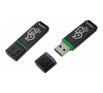 Флеш-накопитель USB 3.0 64Gb Smart Buy Glossy series Dark (grey)#68796