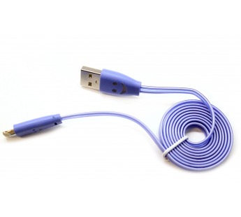 Кабель USB для iPhone 5/5S/5C/6 LED синий 1m#18010