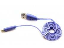 Кабель USB для iPhone 5/5S/5C/6 LED синий 1m