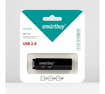 Картридер Smart Buy 715, USB 2.0 - SD/microSD, черный (SBR-715-K)#19169