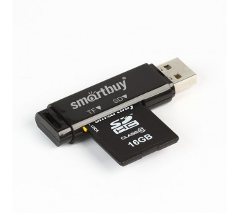 Картридер Smart Buy 715, USB 2.0 - SD/microSD, черный (SBR-715-K)#19167