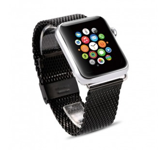 Ремешок - Apw25 для Apple Watch 42/44/45/49 mm металлический сетчатый браслет (black)#22915
