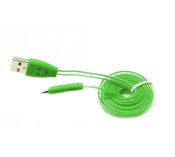 Кабель USB для iPhone 5/5S/5C/6 LED зеленый 1m#24147