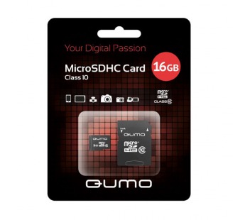 Карта памяти MicroSD 16GB Qumo Class 10 + SD адаптер#121150
