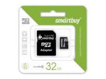 Карта памяти MicroSD 32Gb Smart Buy +SD адаптер (class 10)