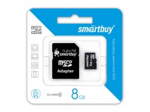 Карта памяти MicroSD 8 Gb Smart Buy +SD адаптер (class 10)