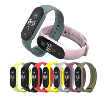 Силиконовый ремешок для Xiaomi Mi Band 7, 6, 5 однотонный (белый)#1737285