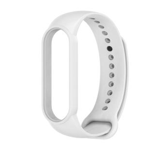 Силиконовый ремешок для Xiaomi Mi Band 7, 6, 5 однотонный (белый)#1737284