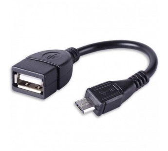Кабель OTG - micro USB Glossar 10 см, чёрный#55165