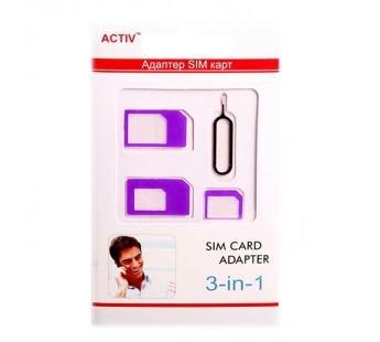 Адаптер для SIM адаптер Activ 3 в 1 (nano/micro/mini) (purple)#27124