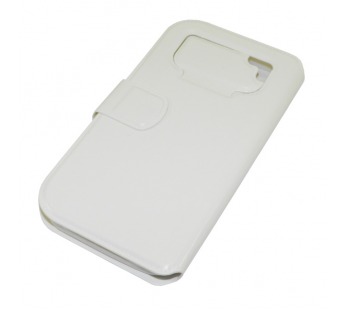 Чехол универсальный с окошком и силиконовой вставкой  для телефонов  "4,5" белый#63310