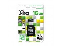Карта памяти MicroSD 16 Gb MIREX + SD адаптера (class 10)