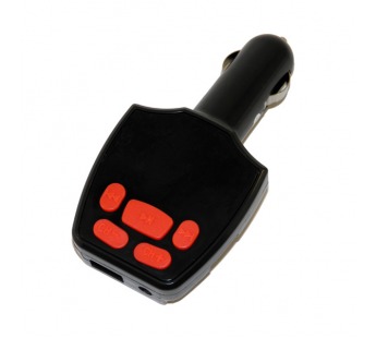 Автомобильный FM-трансмиттер №033 Micro SD+USB+пульт черно-красный#63988