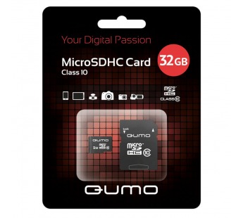 MicroSD 32 Gb Qumo +SD адаптер (Class 10 UHS-I)#74770