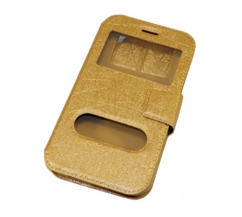 Чехол универсальный с окошком и силиконовой вставкой с имитацией царапин 4,7 золотистый#75270