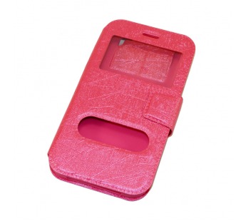 Чехол универсальный с окошком и силиконовой вставкой с имитацией царапин 3,5 розовый#75234