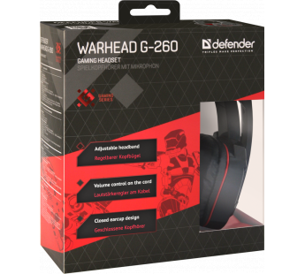 Гарнитура DEFENDER Warhead G-260, красный/черный#75048