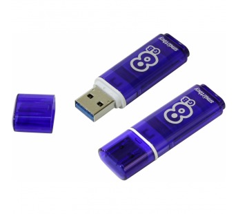 Флеш-накопитель USB 3.0 8Gb Smart Buy Glossy series Dark (blue)#81236