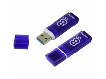 Флеш-накопитель USB 3.0 8Gb Smart Buy Glossy series Dark (blue)