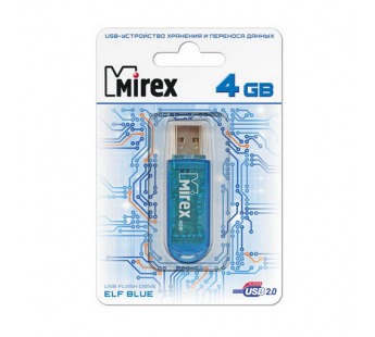 Флеш-накопитель USB 4GB Mirex ELF BLUE (ecopack)#87296
