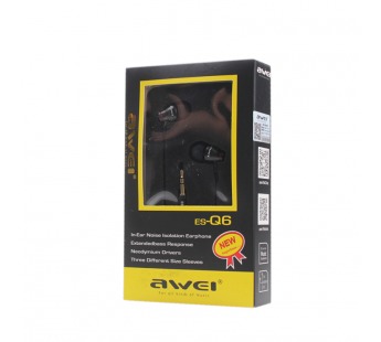Проводные наушники Awei ES-Q6 (черные)#110924
