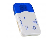 Card Reader Perfeo SD/MMC+Micro SD+MS+M2, (PF-VI-R010 Blue) синий