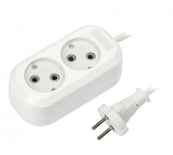 Удлинитель 2 гнезда 2 метра 10А/2,2кВт без заземления ПВС 2х1,0 (SBE-10-2-02-N)#124144