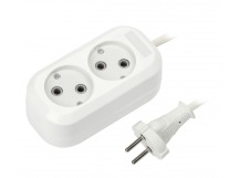 Удлинитель 2 гнезда 2 метра 10А/2,2кВт без заземления ПВС 2х1,0 (SBE-10-2-02-N)