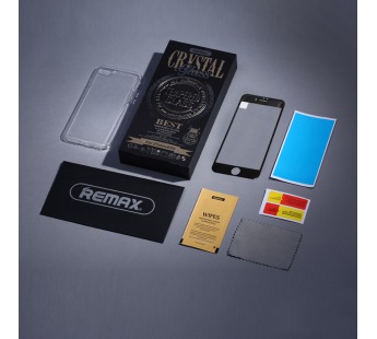 Защитное стекло прозрачное Remax Crystal Tempered Glass Best для Apple iPhone 6 (black) + case#124602