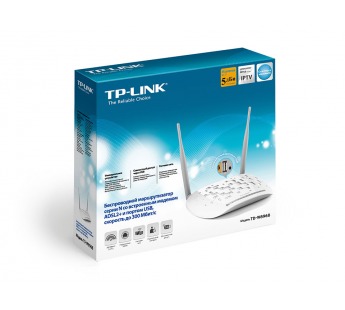 Беспроводной маршрутизатор TP-LINK TD-W8968, серии N, 802.11n, 300 Mb/б, 4-портовым коммутатором, 2 съемные антенны, управление: Веб-интерфейс, SNMP (Simple Network Management Protocol), Telnet, Интерфейс командной строки (CLI).#125937