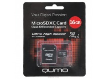 MicroSD 16 Gb Qumo +SD адаптер (class 10 UHS-I)