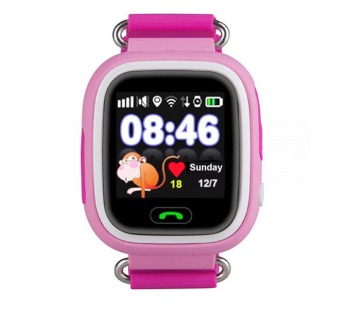 Часы наручные с GPS трекером и функцией телефона Q90 (розовый)#128341