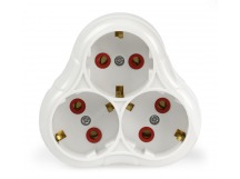 Тройник 3 гнезда с заземлением круглый белый 16А 250В (SBE-16-A01-3z)