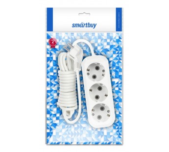 Удлинитель 3 гнезда 2 метра 16А/3,5кВт с заземлением, ПВС 3х1,0 (SBE-16-3-02-Z)#134865