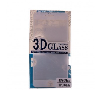 Защитное стекло цветное Glass 3D TPU для Apple iPhone 6 Plus (white)#136404