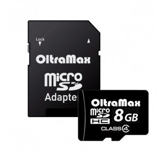 Карта памяти MicroSD 8GB OltraMax Class 4 + SD адаптер#136522