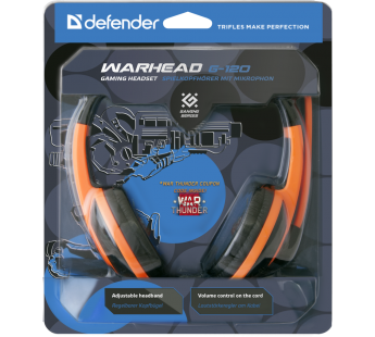 Гарнитура DEFENDER Warhead G-120, черный/оранжевый#137004