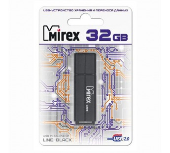 Флеш-накопитель USB 32GB Mirex LINE чёрный (ecopack)#713384