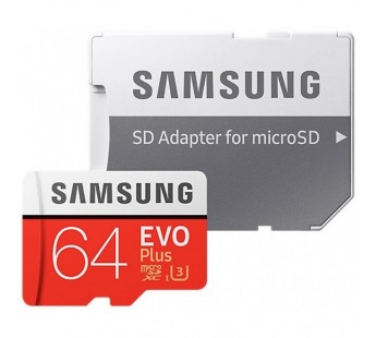 Карта памяти MicroSD 64 GB Samsung Class 10 Evo Plus U1 U3 (R/W 100/60 MB/s) + SD адаптер#2093715