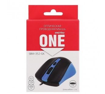 Мышь оптическая Smart Buy ONE 352, синяя/черная#147594