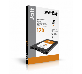 Внутренний твердотельный накопитель SSD Smart Buy 120GB Jolt, SATA-III, R/W - 500/450 MB/s, 2.5", Silicon Motion SM2258XT, TLC 3D NAND#149450