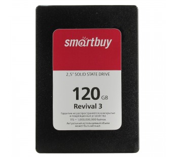 Внутренний твердотельный накопитель SSD Smart Buy 120GB Revival 3, SATA-III, R/W - 550/4500 MB/s, 2.5", Phison PS3111-S11T, TLC 3D NAND#149454