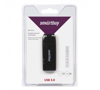 Картридер Smartbuy USB 3.0 черный (SBR-705-K)#164713