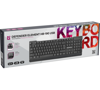 Клавиатура DEFENDER Element HB-190, черная, USB, (1/20)#1882527