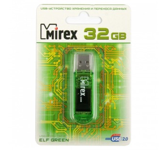 Флеш-накопитель USB 32GB Mirex ELF зелёный (ecopack)#999432
